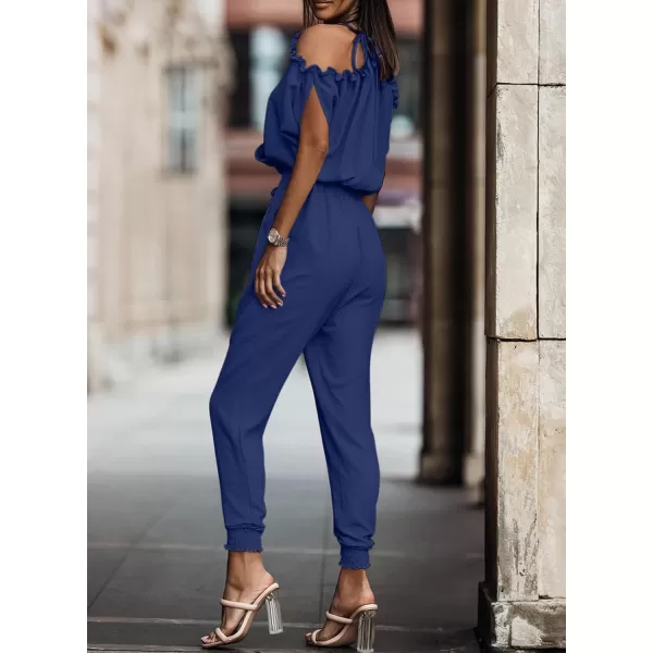 Dokotoo Jumpsuit for Womens Dressy Casual 2023 One Piece Romper Cold Shoulder Outfits for Summer