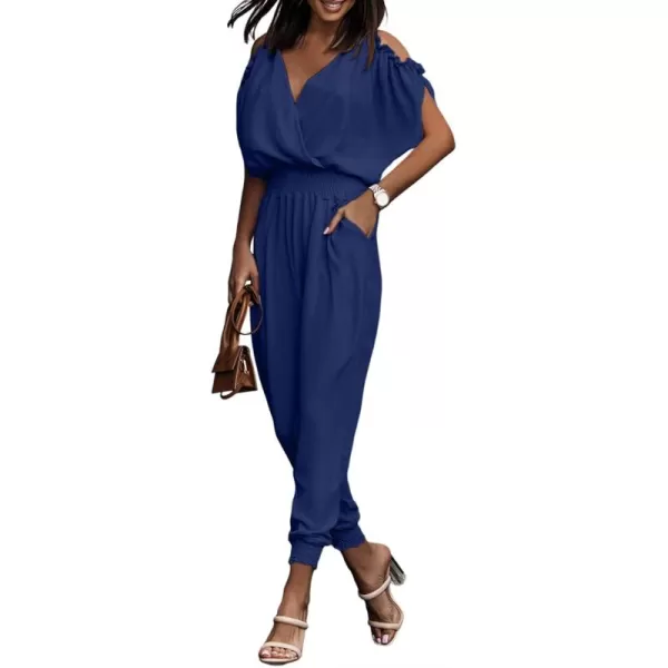 Dokotoo Jumpsuit for Womens Dressy Casual 2023 One Piece Romper Cold Shoulder Outfits for Summer