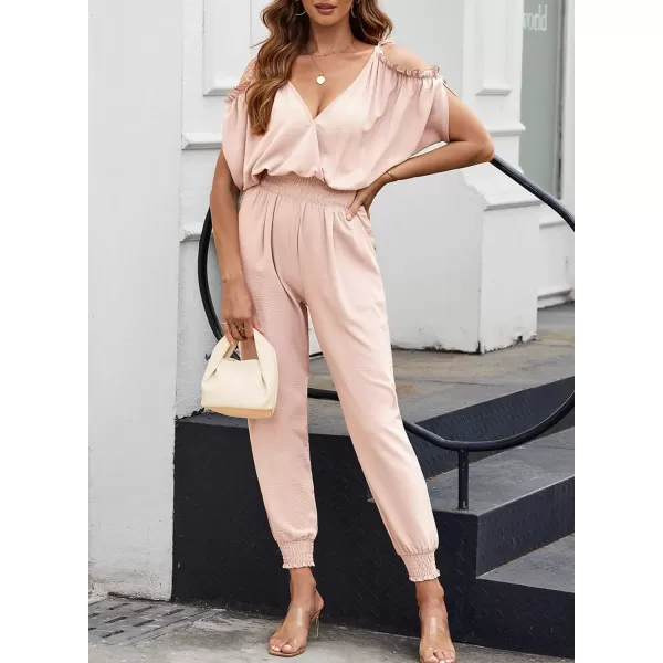 Dokotoo Jumpsuit for Womens Dressy Casual 2023 One Piece Romper Cold Shoulder Outfits for Summer