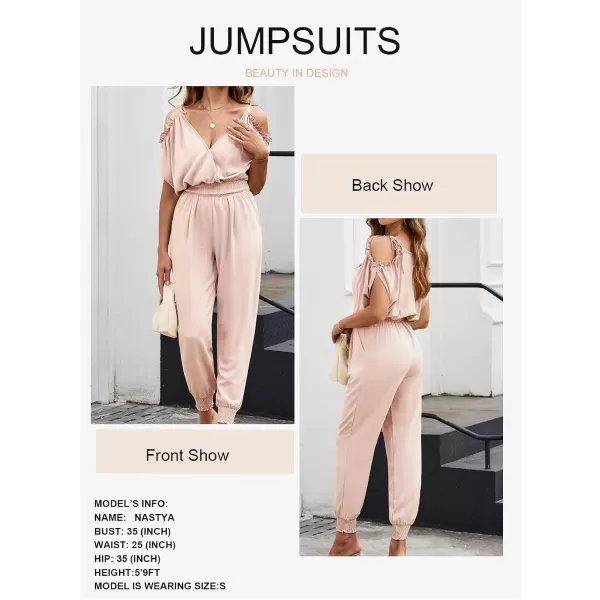 Dokotoo Jumpsuit for Womens Dressy Casual 2023 One Piece Romper Cold Shoulder Outfits for Summer