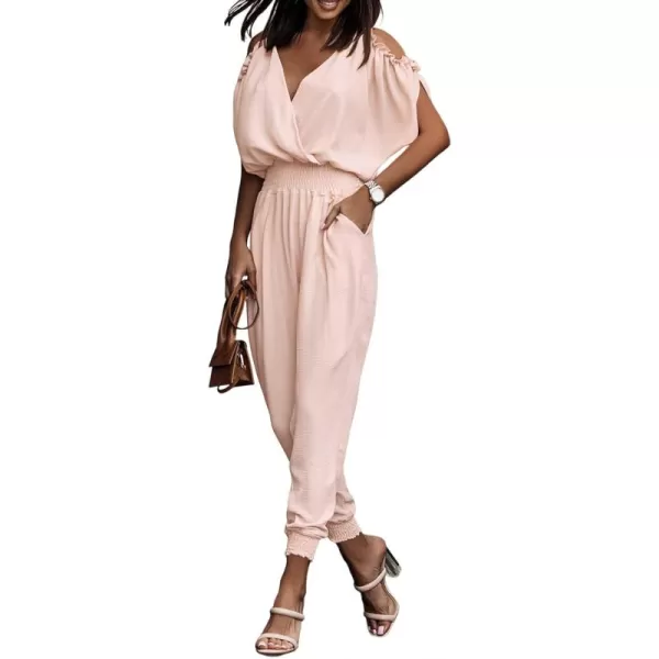 Dokotoo Jumpsuit for Womens Dressy Casual 2023 One Piece Romper Cold Shoulder Outfits for Summer