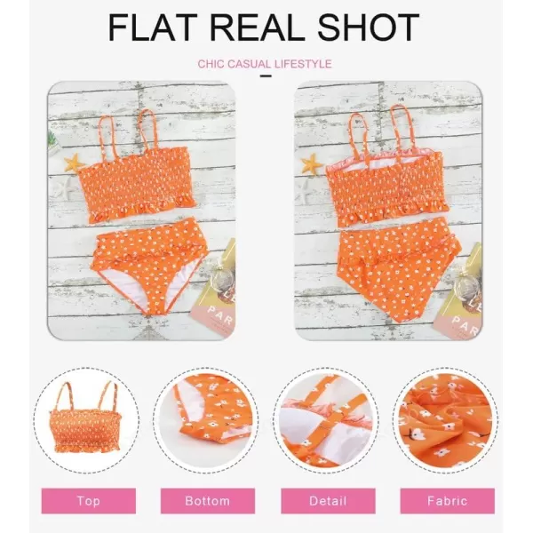 Dokotoo Women Cute High Waist Strapless Smocked Bikini Sets Swimsuit Bathing Suit