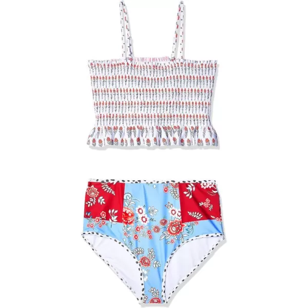 Dokotoo Women Cute High Waist Strapless Smocked Bikini Sets Swimsuit Bathing Suit