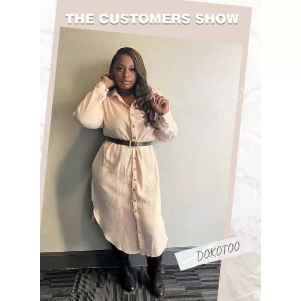 Dokotoo Women Elegant Casual Summer Spring Button Down Front Long Sleeve Maxi Dress Long Cardigan Cover Ups Shirt Dresses