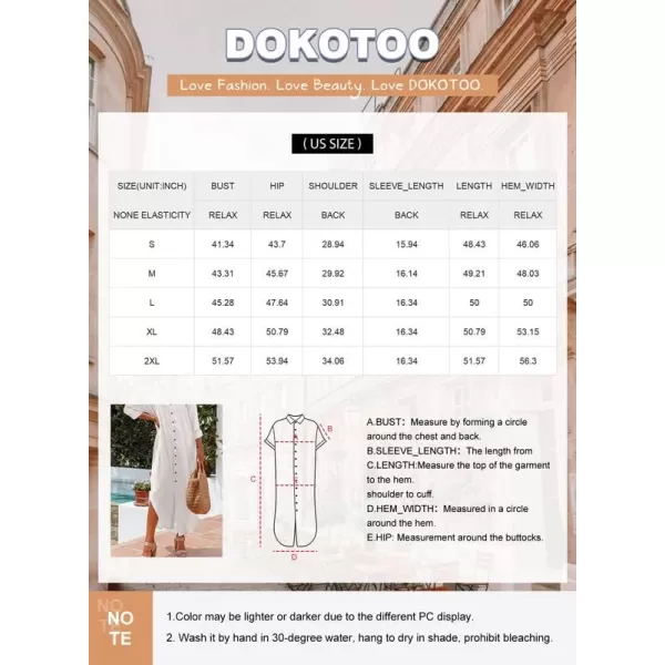 Dokotoo Women Elegant Casual Summer Spring Button Down Front Long Sleeve Maxi Dress Long Cardigan Cover Ups Shirt Dresses