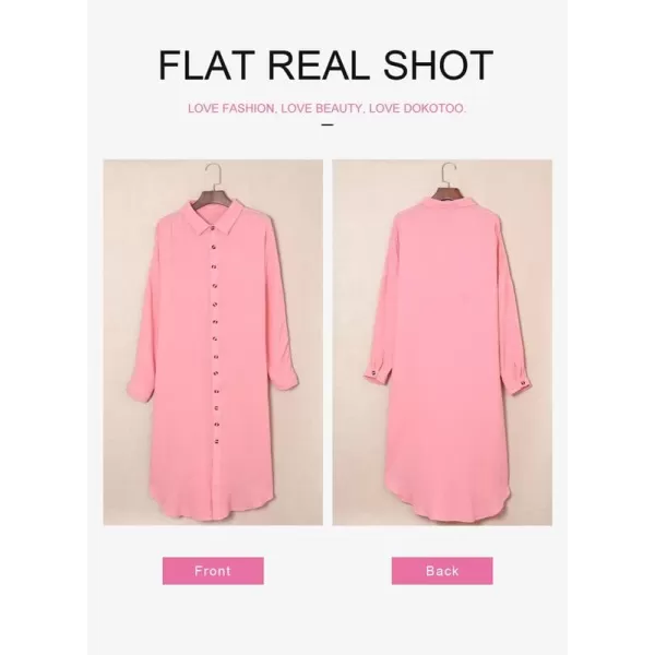 Dokotoo Women Elegant Casual Summer Spring Button Down Front Long Sleeve Maxi Dress Long Cardigan Cover Ups Shirt Dresses