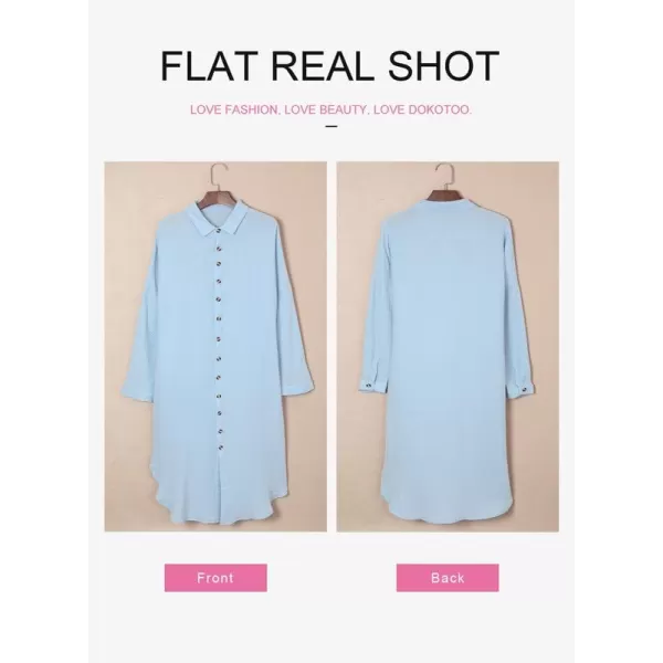 Dokotoo Women Elegant Casual Summer Spring Button Down Front Long Sleeve Maxi Dress Long Cardigan Cover Ups Shirt Dresses