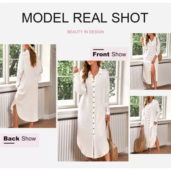 Dokotoo Women Elegant Casual Summer Spring Button Down Front Long Sleeve Maxi Dress Long Cardigan Cover Ups Shirt Dresses