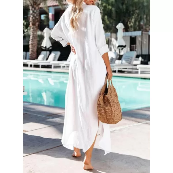 Dokotoo Women Elegant Casual Summer Spring Button Down Front Long Sleeve Maxi Dress Long Cardigan Cover Ups Shirt Dresses