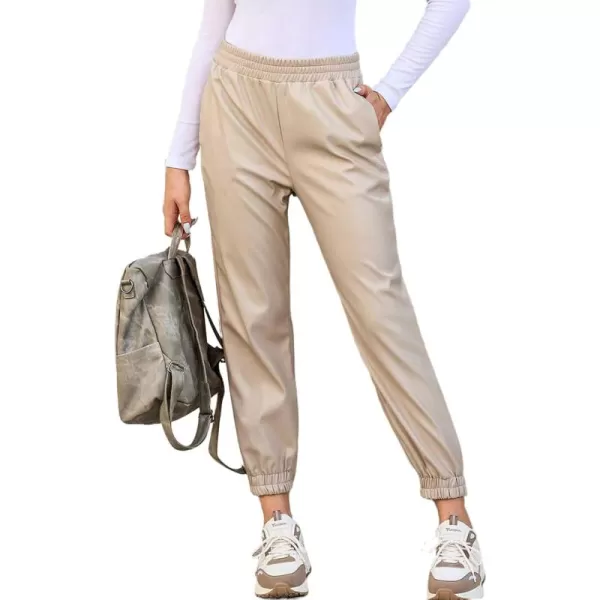 Dokotoo Women Leather Jogger Pants 2023 High Waisted Trendy Baggy Leather Cargo Pants