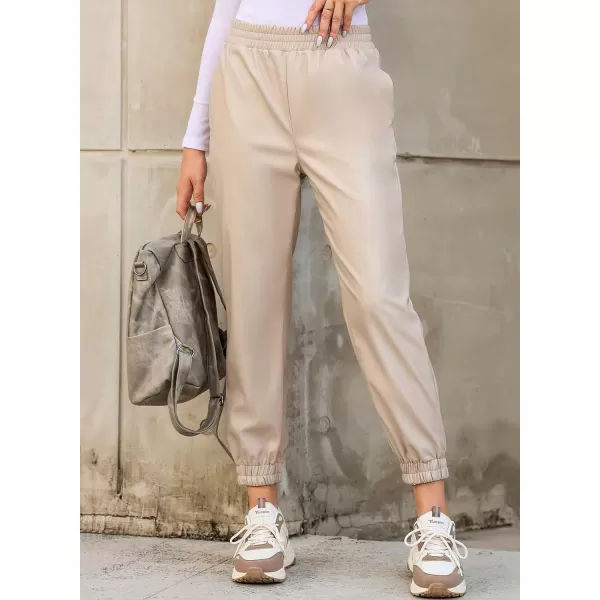Dokotoo Women Leather Jogger Pants 2023 High Waisted Trendy Baggy Leather Cargo Pants