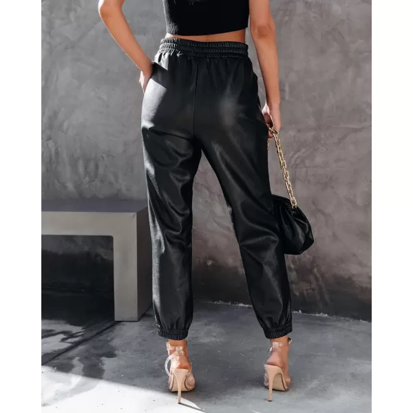 Dokotoo Women Leather Jogger Pants 2023 High Waisted Trendy Baggy Leather Cargo Pants