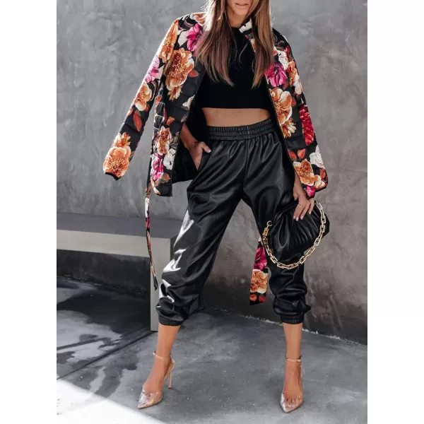 Dokotoo Women Leather Jogger Pants 2023 High Waisted Trendy Baggy Leather Cargo Pants