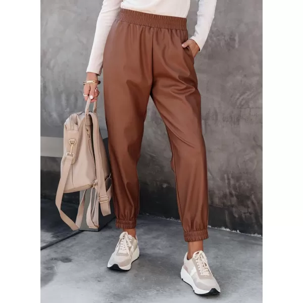 Dokotoo Women Leather Jogger Pants 2023 High Waisted Trendy Baggy Leather Cargo Pants