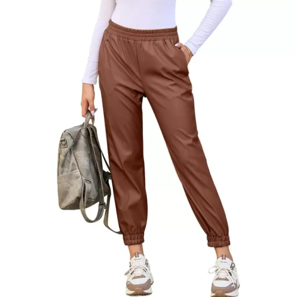 Dokotoo Women Leather Jogger Pants 2023 High Waisted Trendy Baggy Leather Cargo Pants