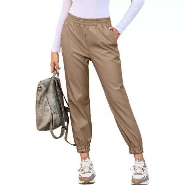 Dokotoo Women Leather Jogger Pants 2023 High Waisted Trendy Baggy Leather Cargo Pants