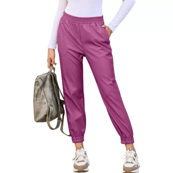 Dokotoo Women Leather Jogger Pants 2023 High Waisted Trendy Baggy Leather Cargo Pants