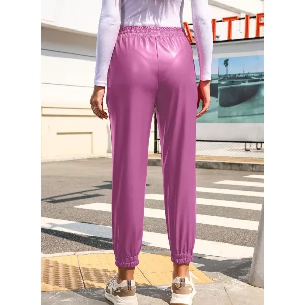 Dokotoo Women Leather Jogger Pants 2023 High Waisted Trendy Baggy Leather Cargo Pants