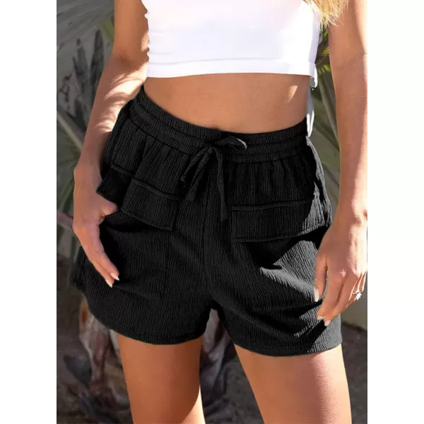 Dokotoo Womens 2023 Casual Shorts Waist Drawstring Front Pockets Comfy Elastic Summer Shorts with Pockets S-XL