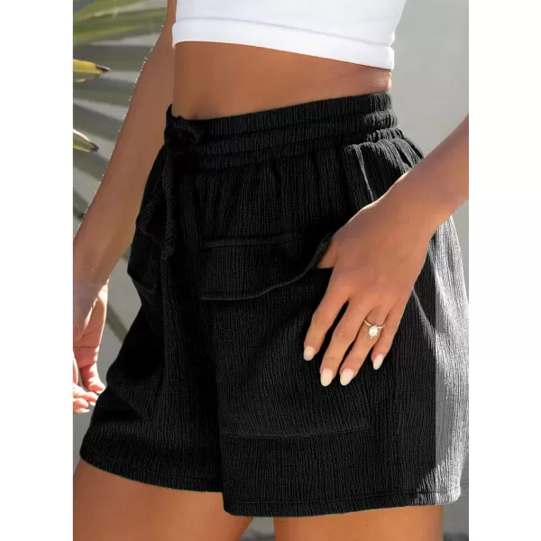 Dokotoo Womens 2023 Casual Shorts Waist Drawstring Front Pockets Comfy Elastic Summer Shorts with Pockets S-XL