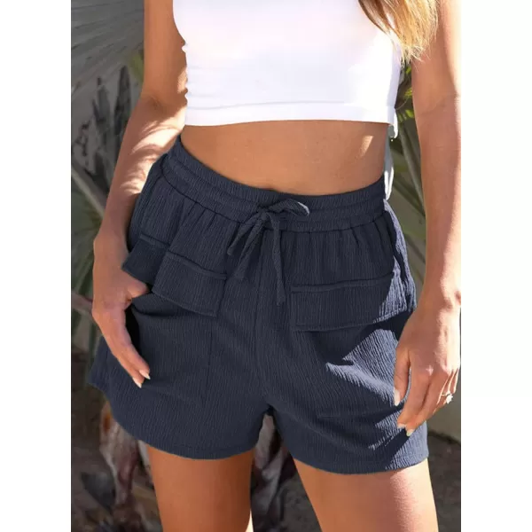 Dokotoo Womens 2023 Casual Shorts Waist Drawstring Front Pockets Comfy Elastic Summer Shorts with Pockets S-XL