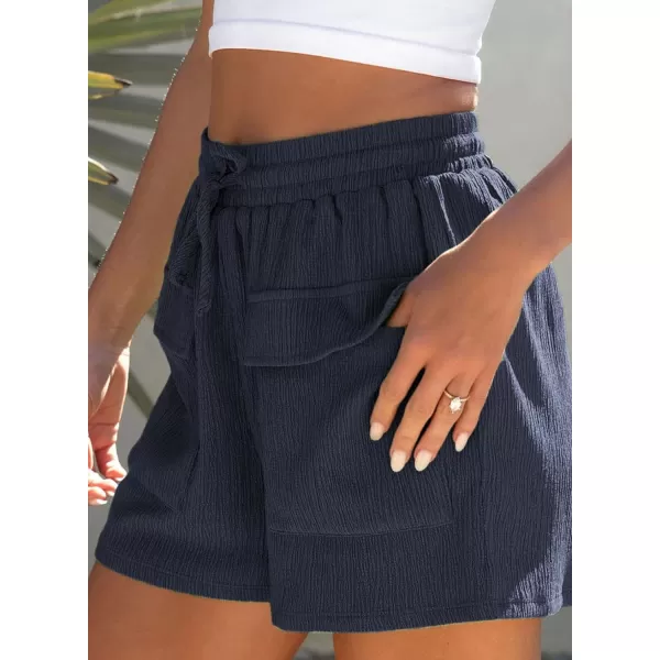 Dokotoo Womens 2023 Casual Shorts Waist Drawstring Front Pockets Comfy Elastic Summer Shorts with Pockets S-XL