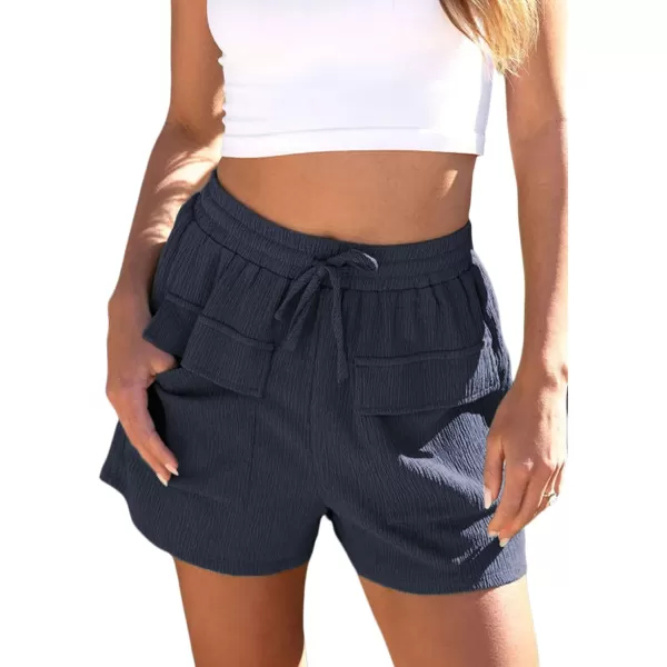 Dokotoo Womens 2023 Casual Shorts Waist Drawstring Front Pockets Comfy Elastic Summer Shorts with Pockets S-XL