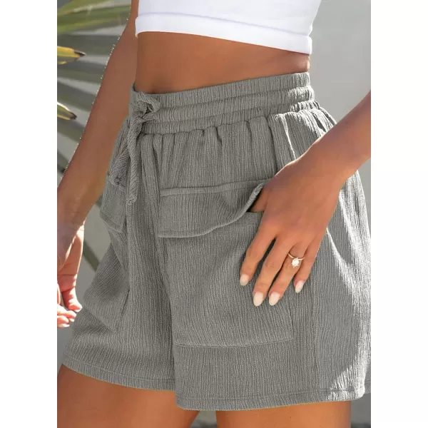 Dokotoo Womens 2023 Casual Shorts Waist Drawstring Front Pockets Comfy Elastic Summer Shorts with Pockets S-XL
