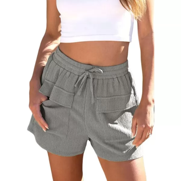 Dokotoo Womens 2023 Casual Shorts Waist Drawstring Front Pockets Comfy Elastic Summer Shorts with Pockets S-XL