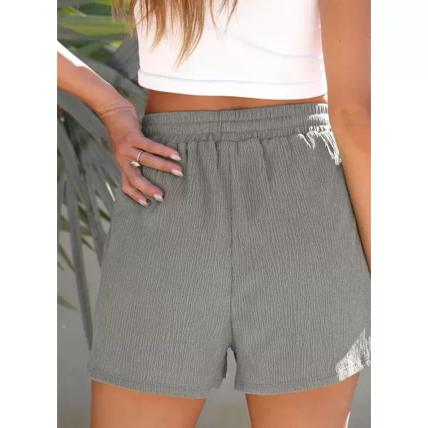 Dokotoo Womens 2023 Casual Shorts Waist Drawstring Front Pockets Comfy Elastic Summer Shorts with Pockets S-XL