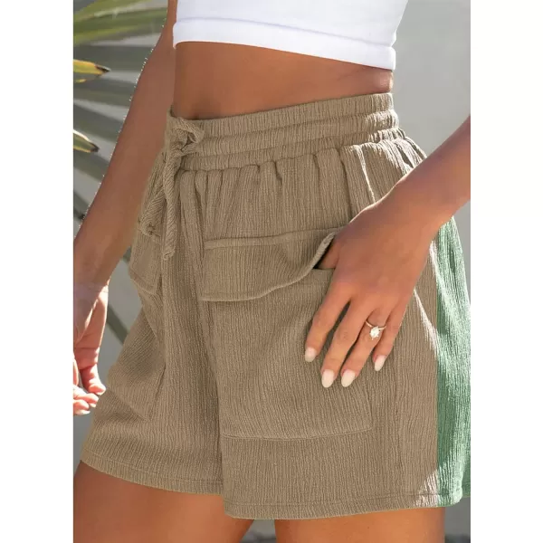 Dokotoo Womens 2023 Casual Shorts Waist Drawstring Front Pockets Comfy Elastic Summer Shorts with Pockets S-XL
