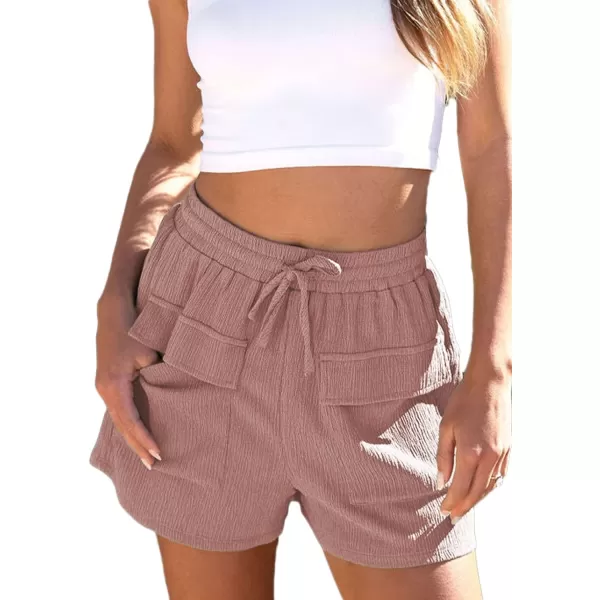 Dokotoo Womens 2023 Casual Shorts Waist Drawstring Front Pockets Comfy Elastic Summer Shorts with Pockets S-XL