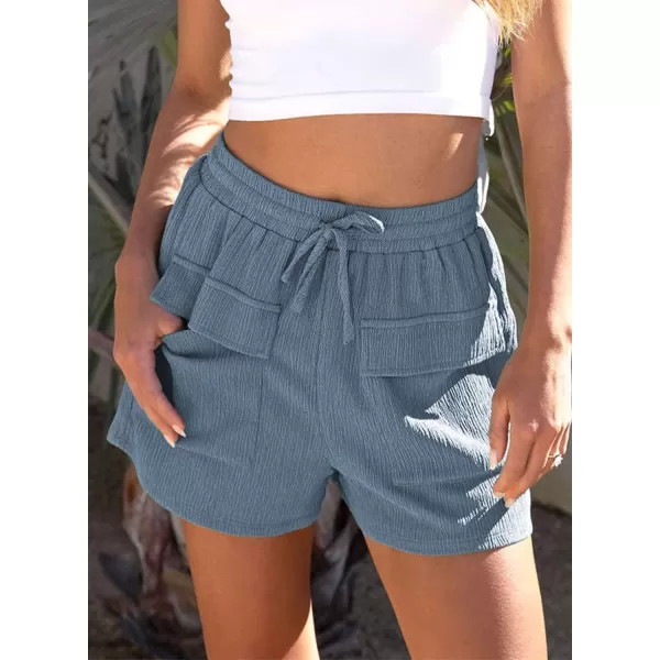 Dokotoo Womens 2023 Casual Shorts Waist Drawstring Front Pockets Comfy Elastic Summer Shorts with Pockets S-XL