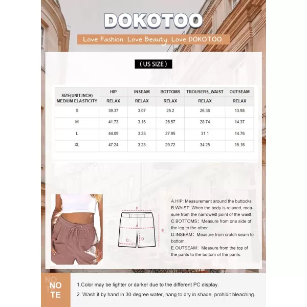 Dokotoo Womens 2023 Casual Shorts Waist Drawstring Front Pockets Comfy Elastic Summer Shorts with Pockets S-XL