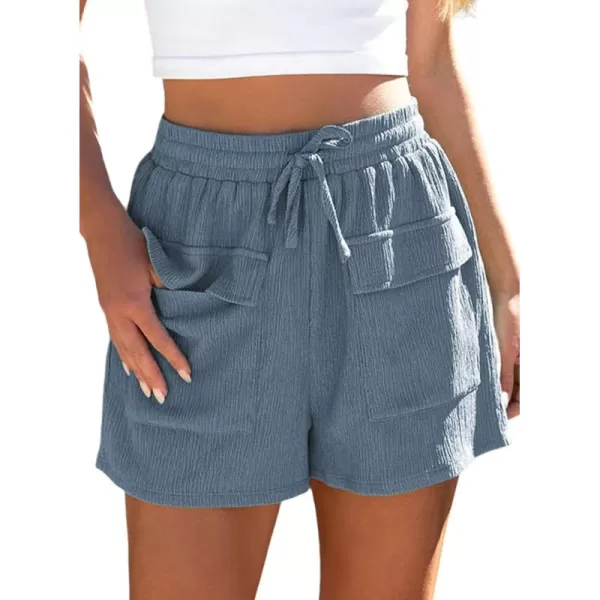 Dokotoo Womens 2023 Casual Shorts Waist Drawstring Front Pockets Comfy Elastic Summer Shorts with Pockets S-XL