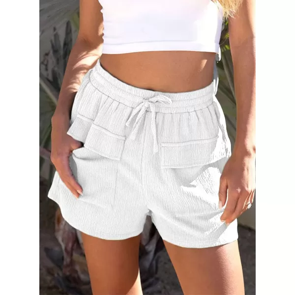 Dokotoo Womens 2023 Casual Shorts Waist Drawstring Front Pockets Comfy Elastic Summer Shorts with Pockets S-XL