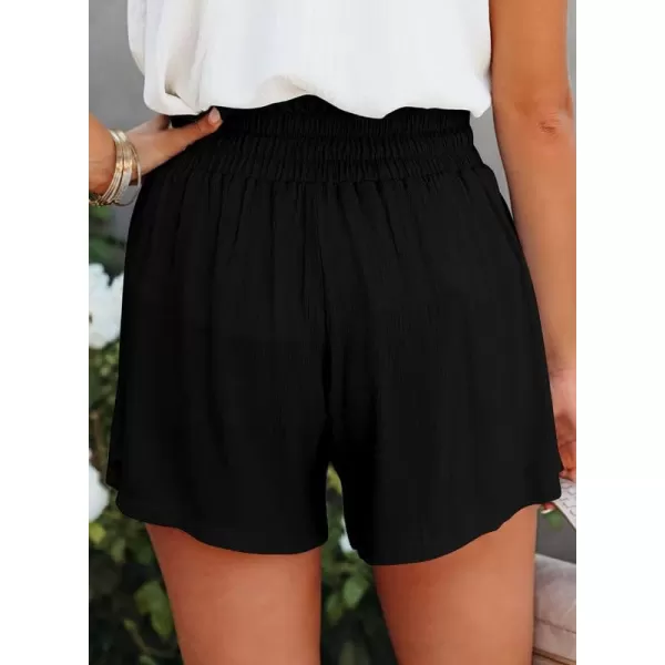 Dokotoo Womens 2023 Casual Summer Ruffle Elastic High Waisted Smocked Shorts Pants