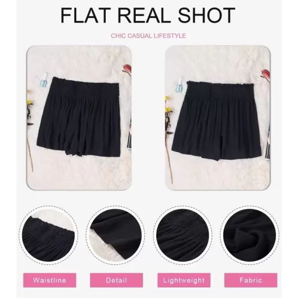 Dokotoo Womens 2023 Casual Summer Ruffle Elastic High Waisted Smocked Shorts Pants