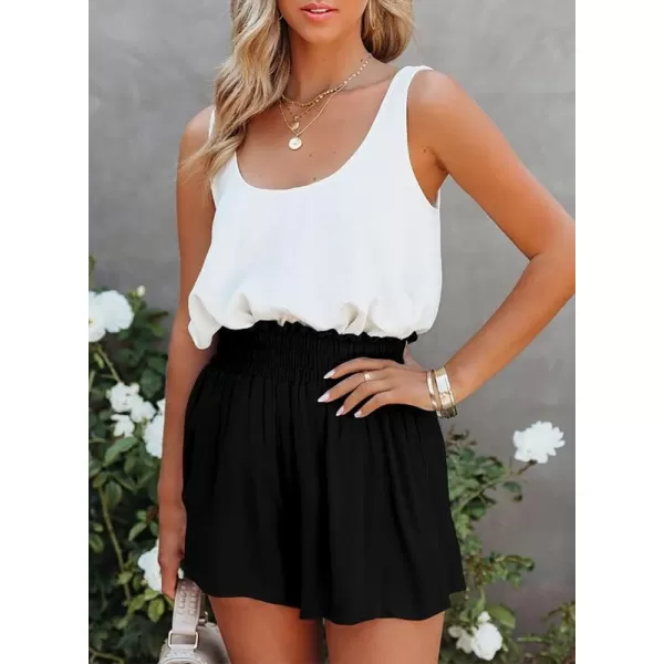 Dokotoo Womens 2023 Casual Summer Ruffle Elastic High Waisted Smocked Shorts Pants