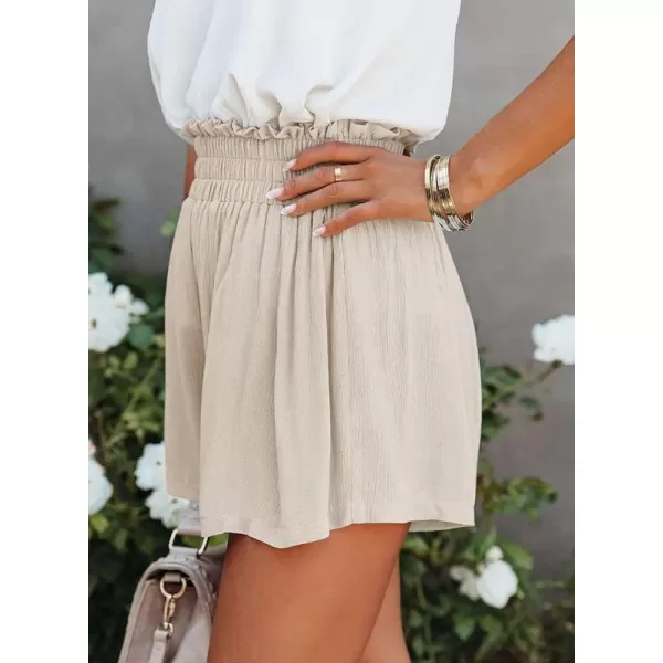 Dokotoo Womens 2023 Casual Summer Ruffle Elastic High Waisted Smocked Shorts Pants