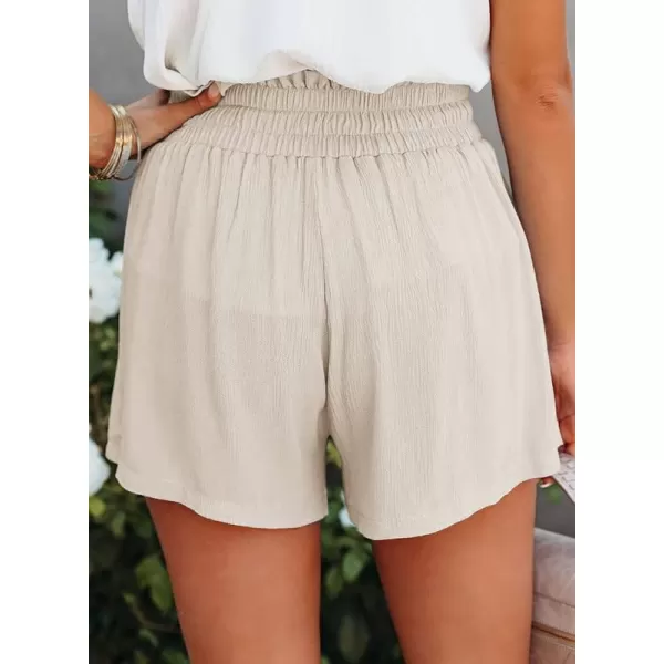 Dokotoo Womens 2023 Casual Summer Ruffle Elastic High Waisted Smocked Shorts Pants