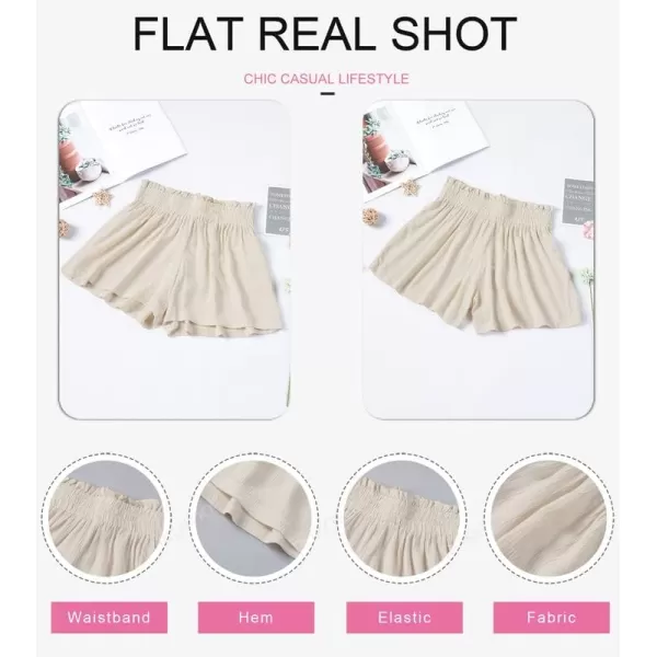 Dokotoo Womens 2023 Casual Summer Ruffle Elastic High Waisted Smocked Shorts Pants