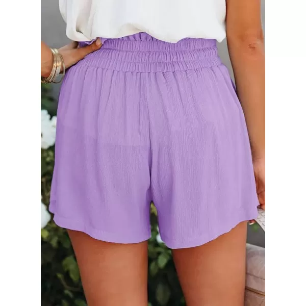 Dokotoo Womens 2023 Casual Summer Ruffle Elastic High Waisted Smocked Shorts Pants