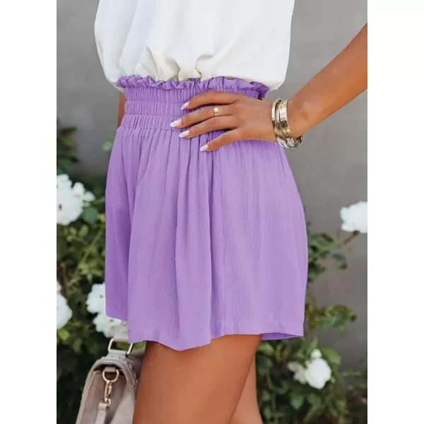 Dokotoo Womens 2023 Casual Summer Ruffle Elastic High Waisted Smocked Shorts Pants