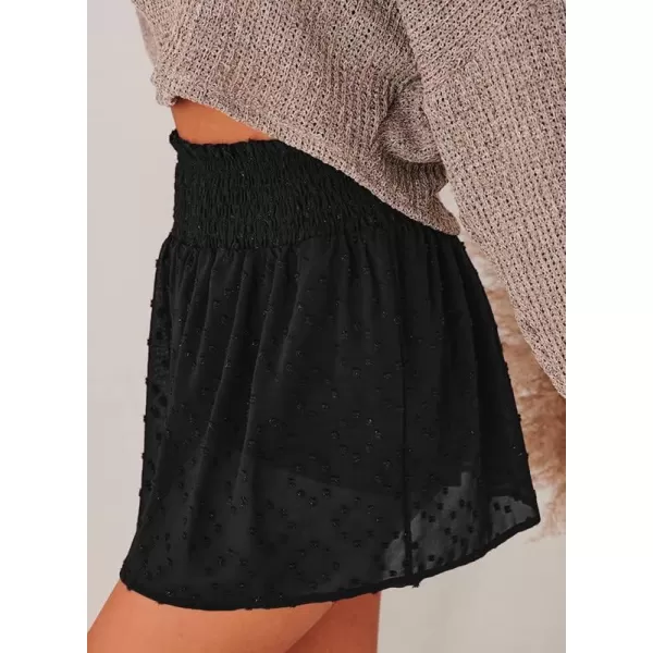 Dokotoo Womens 2023 Casual Summer Ruffle Elastic High Waisted Smocked Shorts Pants