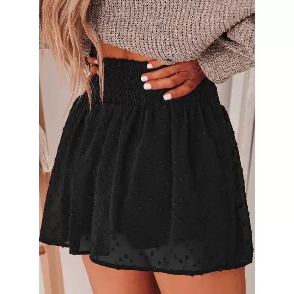 Dokotoo Womens 2023 Casual Summer Ruffle Elastic High Waisted Smocked Shorts Pants