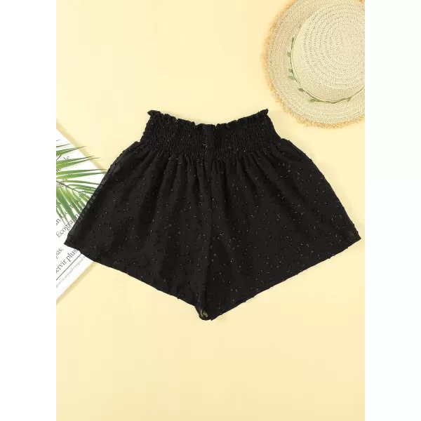 Dokotoo Womens 2023 Casual Summer Ruffle Elastic High Waisted Smocked Shorts Pants