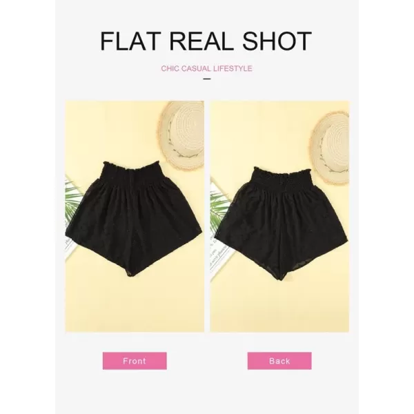 Dokotoo Womens 2023 Casual Summer Ruffle Elastic High Waisted Smocked Shorts Pants