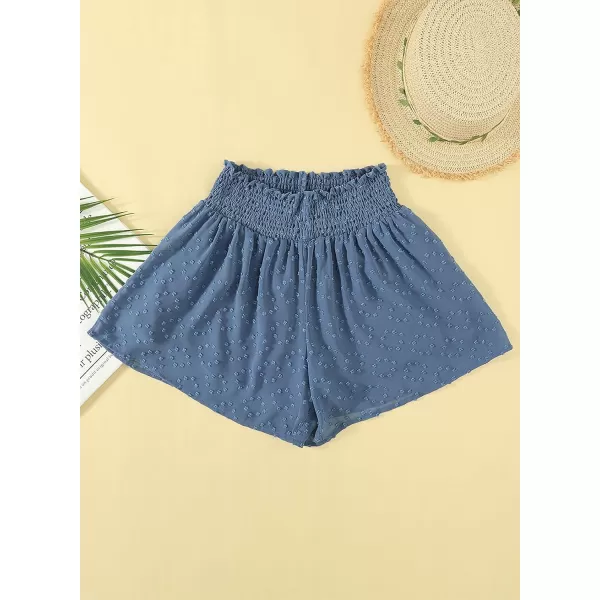 Dokotoo Womens 2023 Casual Summer Ruffle Elastic High Waisted Smocked Shorts Pants