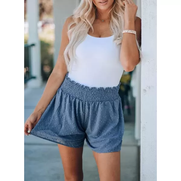 Dokotoo Womens 2023 Casual Summer Ruffle Elastic High Waisted Smocked Shorts Pants